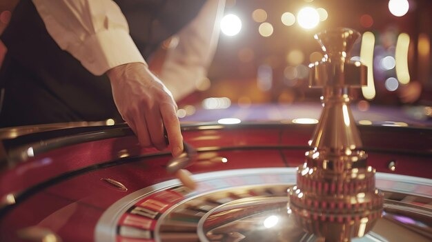 European Roulette wheel and betting layout on bowo77 live dealer table